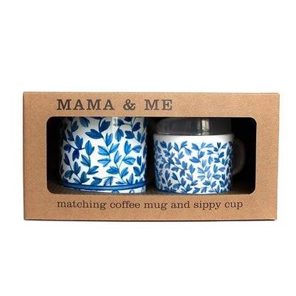 Helmsie Blue and White Mama & Me Cup Set