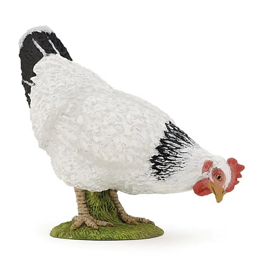 Papo France Hand Painted Realistic Pecking White Hen Figurine Toy