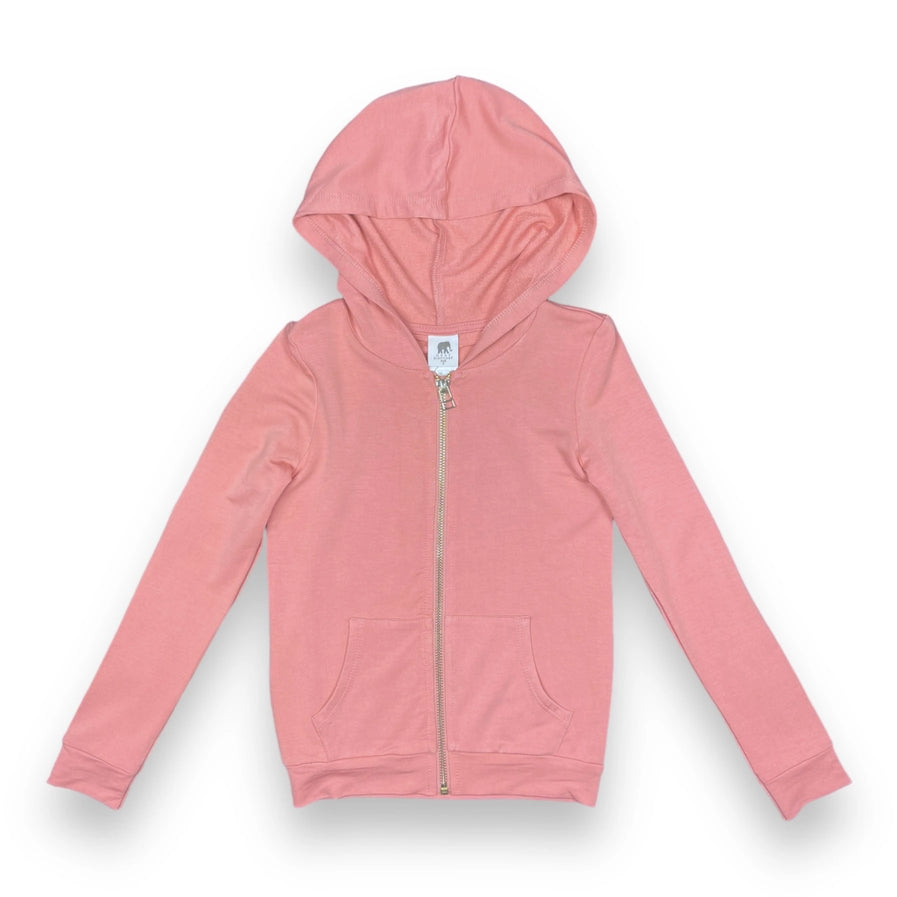 Pink Elephant Brands Kids Zip-Front Hoodie in Ultra-Soft French Terry - Pink Peony