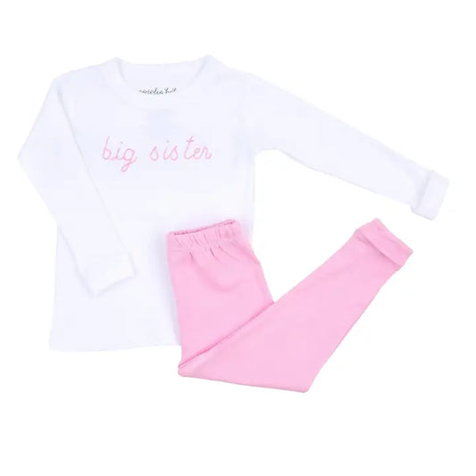 Magnolia Baby Big Sister Embroidered Long Pajamas