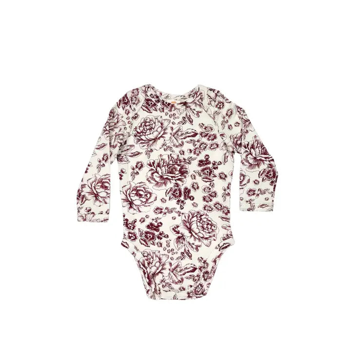 Pink Elephant Brands Long Sleeve Bodysuit - Boysenberry Toile