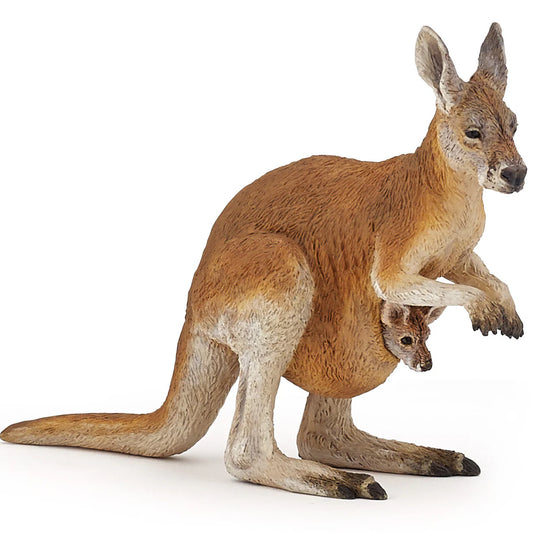 Papo France Hand Painted Realistic Kangaroo With Joey Figurine Toy