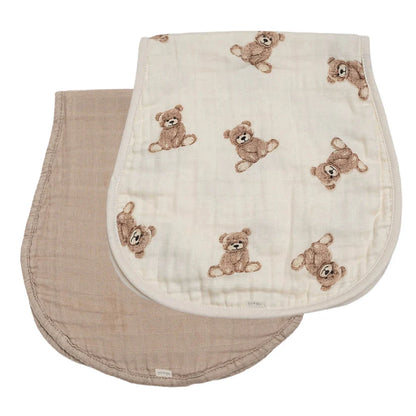 Ali+Oli Bamboo Muslin Burp Cloth 2-Pack (Teddy/Taupe)