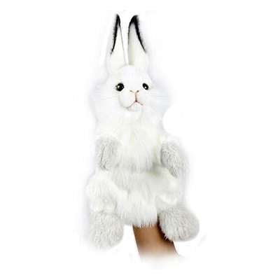 Hansa Creation Realistic Plush Animal White Rabbit Puppet 13”L