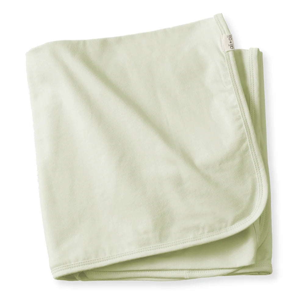 Ali+Oli Receiving Organic Cotton Swaddle Baby Blanket (Sage)