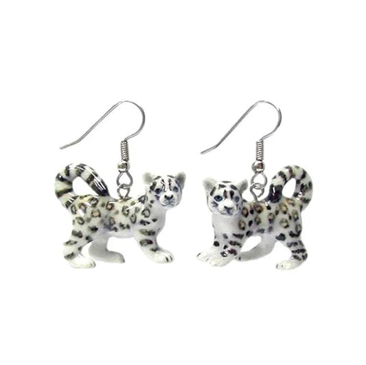 Little Critterz Jewelry Snow Leopard Porcelain Earrings