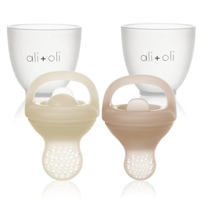 Ali+Oli Food & Fruit Feeder Pacifier Set for Baby (Oat & Coco)