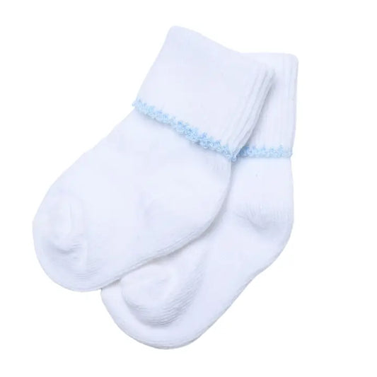 Magnolia Baby Solid Essentials White Blue Socks