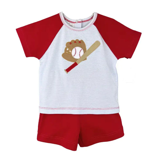 Petit Ami & Zubels Knit Baseball Shirt & Short Set