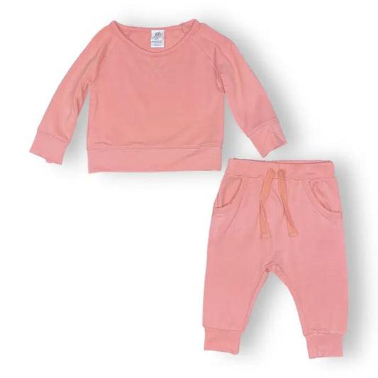 Pink Elephant Brands Baby Playtime Sweatsuit Set in Ultra-Soft French Terry - Pink Peony