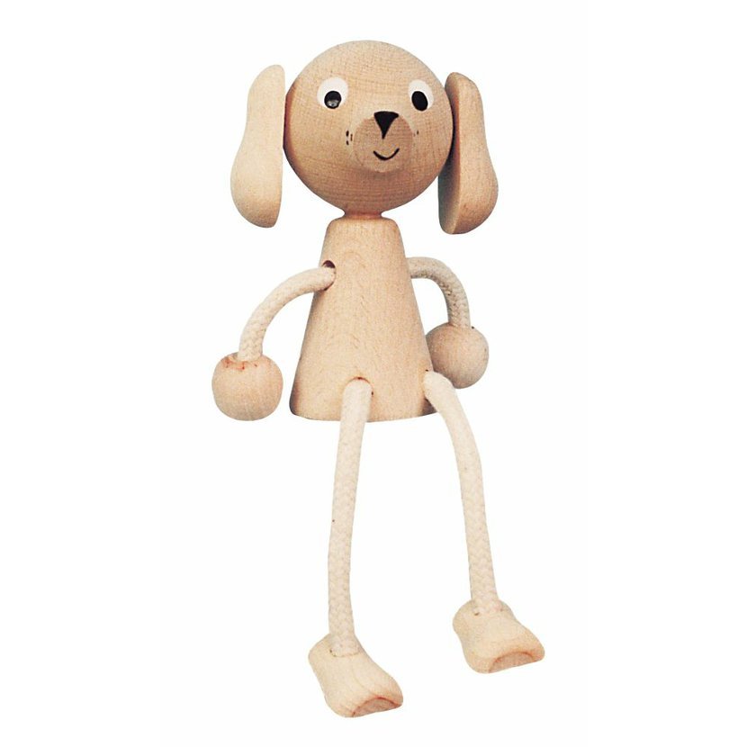 Miva Vacov Wooden Sitting Dog Figurine