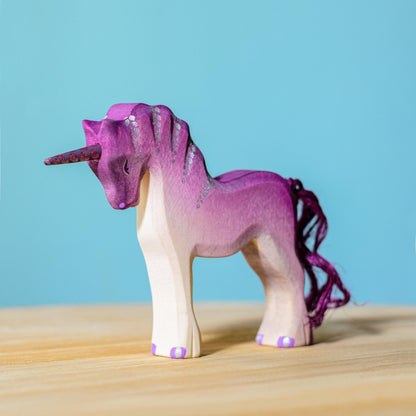 Bumbu Toys Handcrafted Wooden Pink Unicorn Figurine