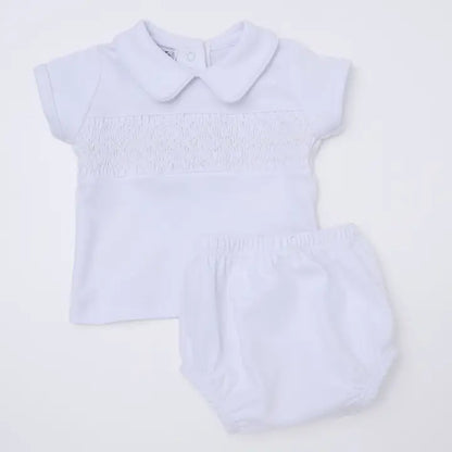 Magnolia Baby Hazel and Hudson Smocked Diaper Cover Set - White