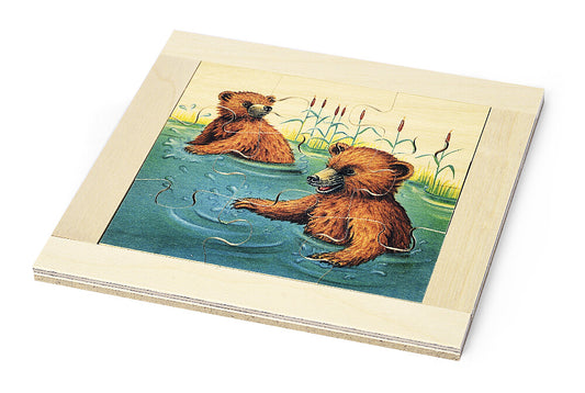 Atelier Fischer Wooden 9-Piece Puzzle, Little Bears Swimming