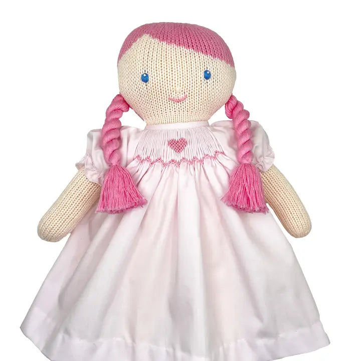 Petit Ami & Zubels Knit Girl Doll with Heart Smocked Dress