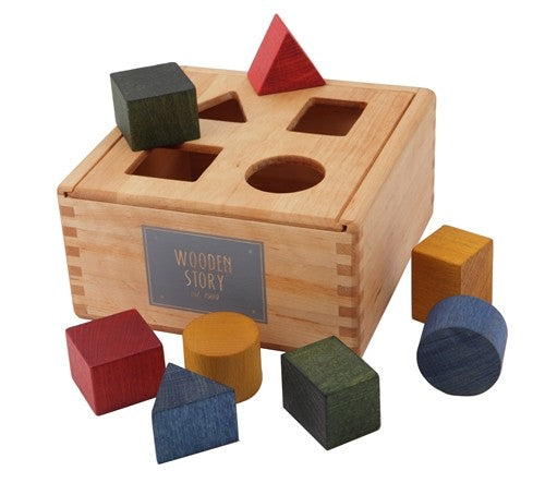 Wooden Story Stacking Montessori Toy Shape Sorter Box Rainbow