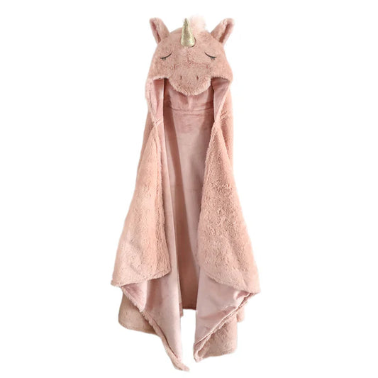 Mon Ami Designs Plush Pink Unicorn Hooded Blanket