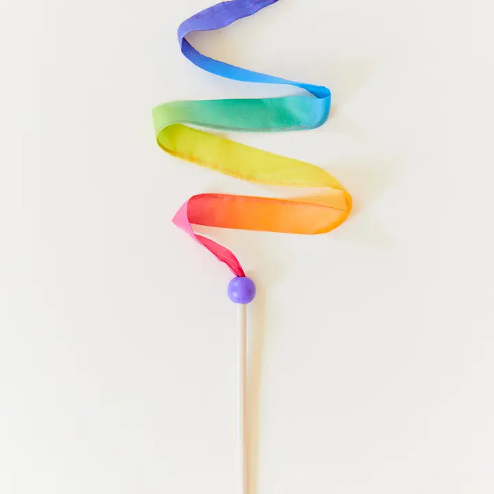 Sarah's Silks Mini Rainbow Streamers - Silk & Wood Birthday Wand