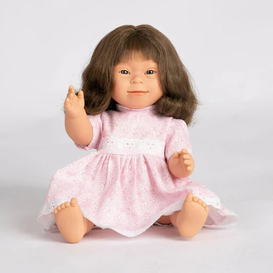 Tyber Brunette Baby Doll Girl with Down Syndrome - Long Hair