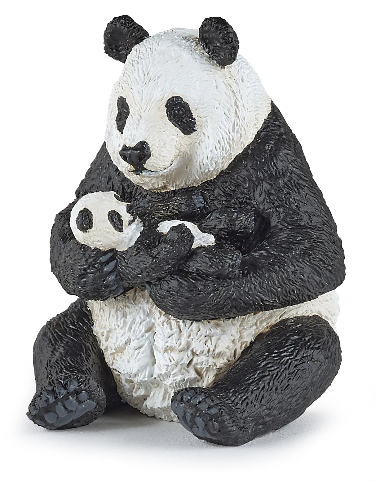 Papo France Hand Painted Realistic Sitting Panda And Baby Figurine Toy