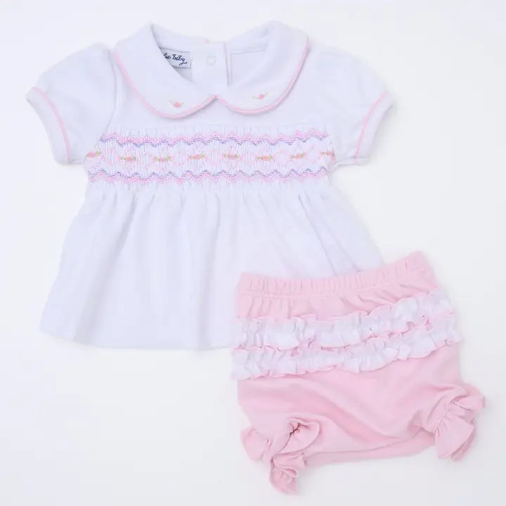 Magnolia Baby Hazel Smocked Diaper Cover Set - Pink