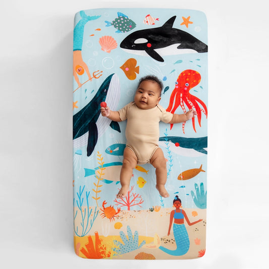 Rookie Humans Cotton Sateen Crib Sheet: Beyond the Reef