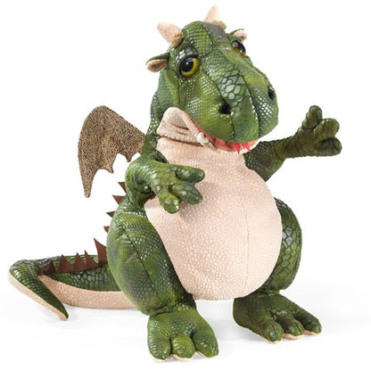 Folkmanis Puppets Whimsical Plush Animal Hand Puppet Dragon, Friendly 16"T