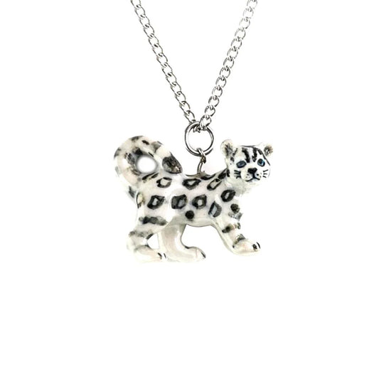 Little Critterz Snow Leopard Pendant Porcelain Jewelry