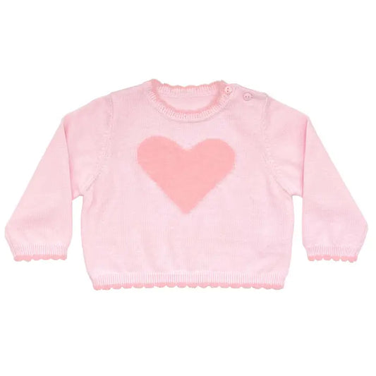 Petit Ami & Zubels Fuzzy Heart Lightweight Knit Sweater