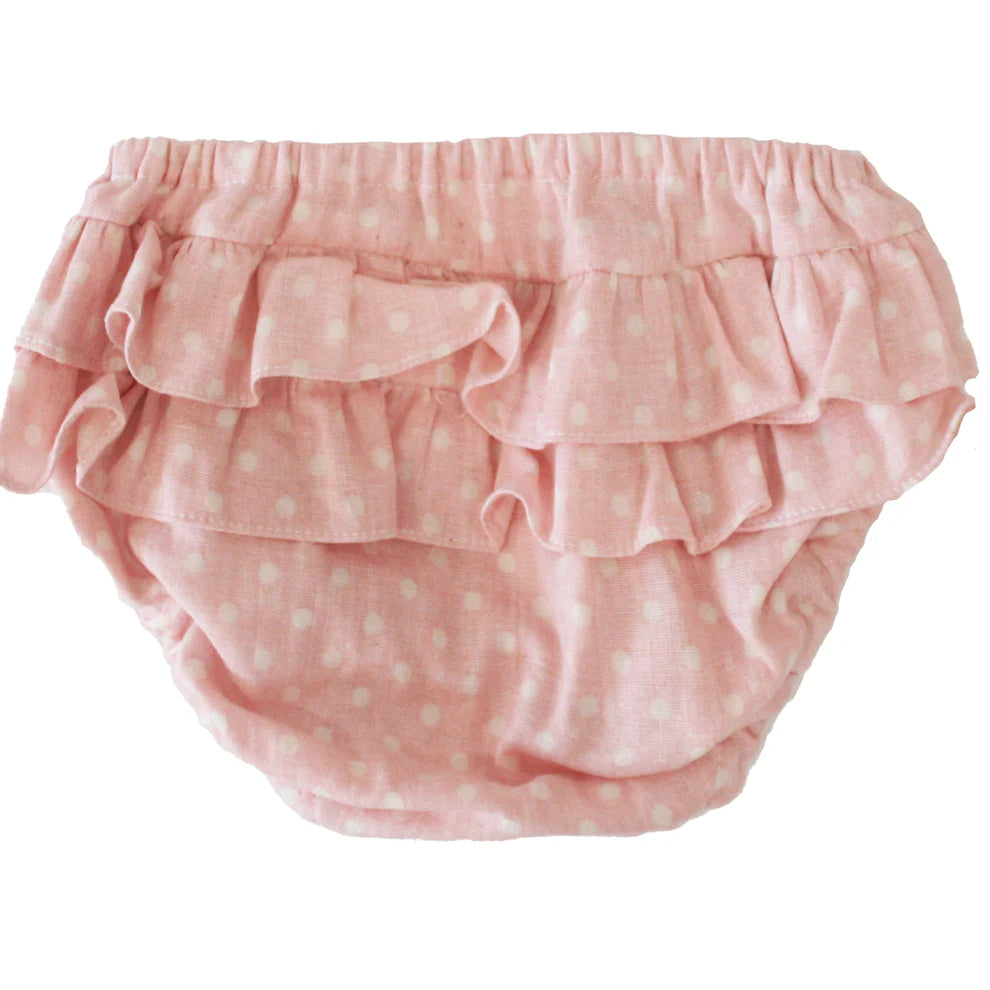 Alimrose Ruffle Nappy Cover Pink White Spot Size SMALL