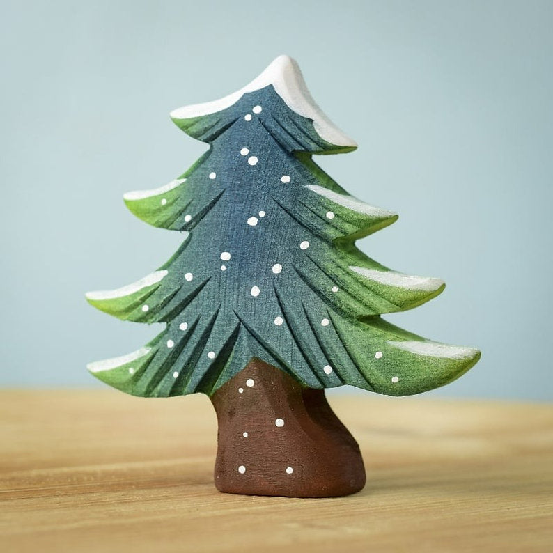 Bumbu Toys Handcrafted Wooden Snowy Fir Tree - Small