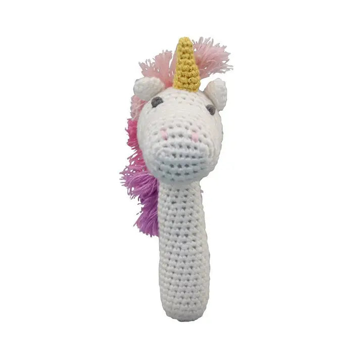 Petit Ami & Zubels Unicorn Hand-Crochet Stick Rattle