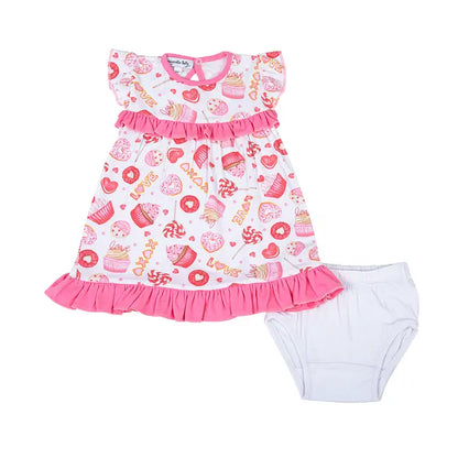 Magnolia Baby Xoxo Sweets Ruffle Flutters Dress Set