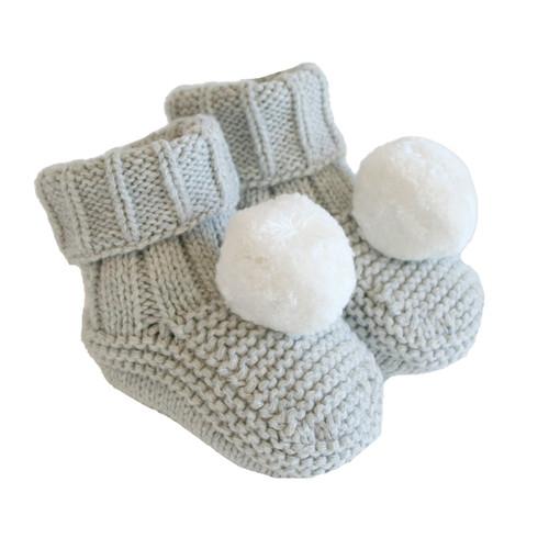 Alimrose Pom Pom Baby Socks Grey