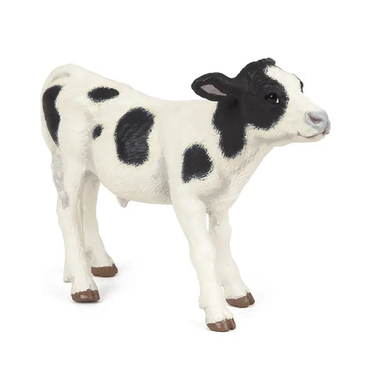 Papo France Hand Painted Realistic Black and White Calf Figurine Toy