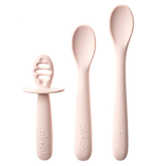 Ali+Oli (3-pc) Multi Stage Spoon Set for Baby (Blush) 6m+