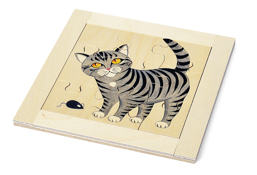 Atelier Fischer Wooden 9-Piece Puzzle, Cat