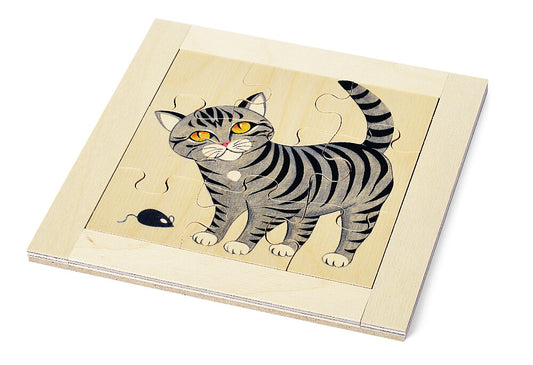 Atelier Fischer Wooden 9-Piece Puzzle, Cat