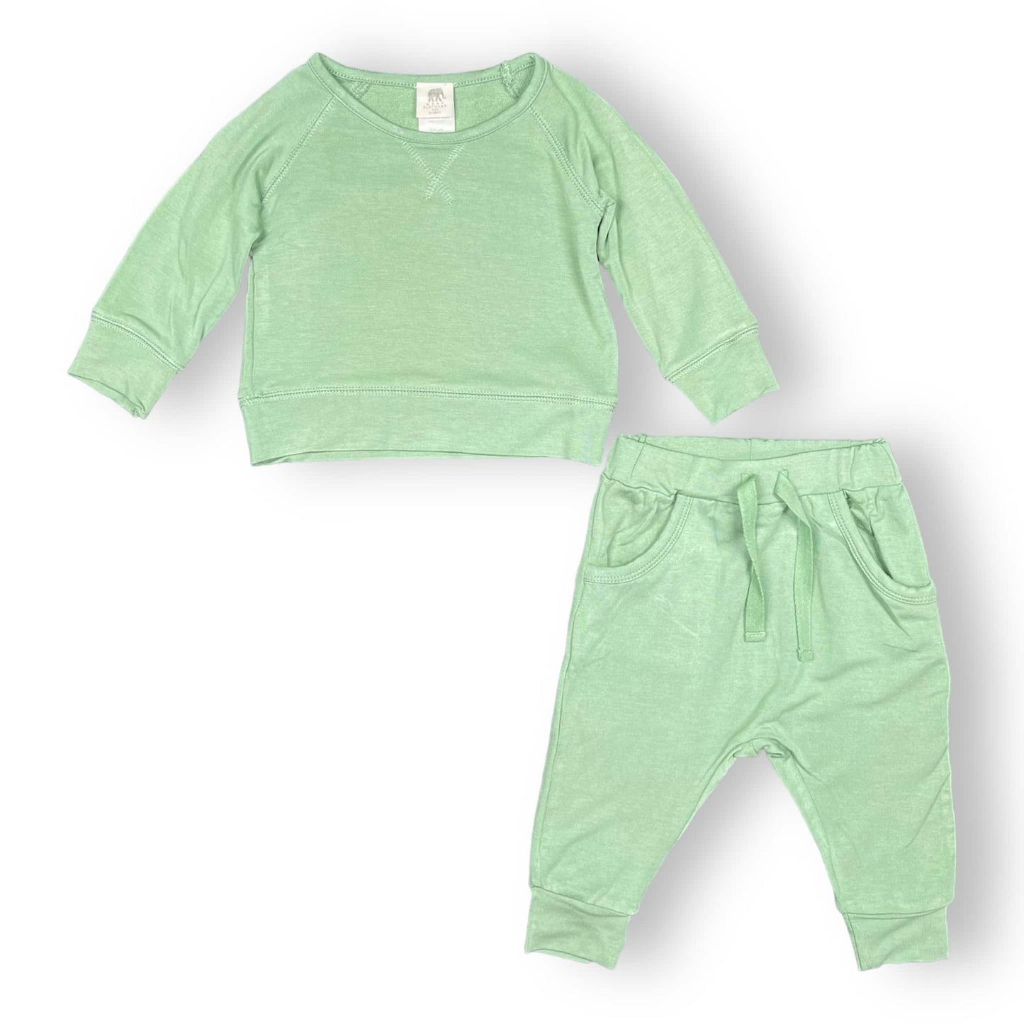 Pink Elephant Brands Baby Playtime Sweatsuit Set in Ultra-Soft French Terry - Green Meadow