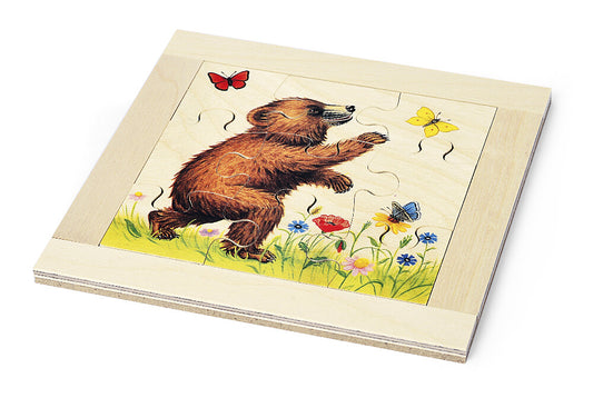 Atelier Fischer Wooden 9-Piece Puzzle, Little Bear Playing