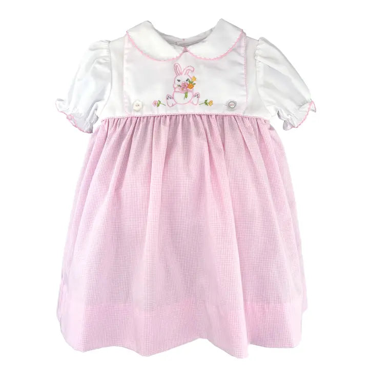 Petit Ami & Zubels Pink Dress with Removeable Easter Bunny Bib