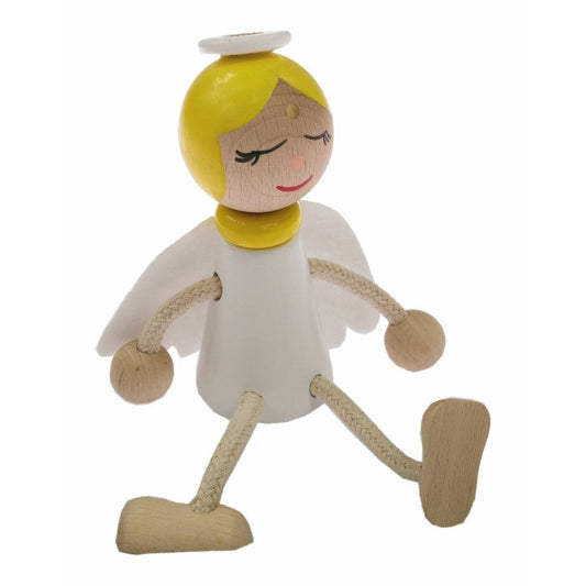 Miva Vacov Wooden Sitting Angel Figurine