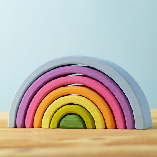 Bumbu Toys Handmade Small Wooden Rainbow in Pastels