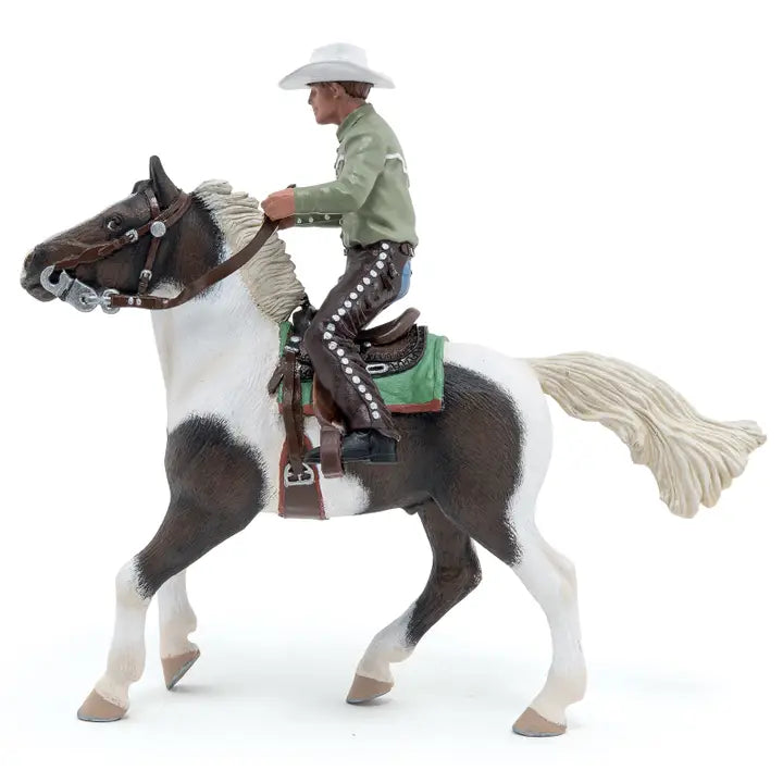 Papo France Hand Painted Realistic Cowboy and His Horse Figurine Toy