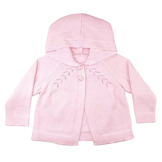 Petit Ami & Zubels Hooded Lightweight Knit Cardigan Sweater - Pink