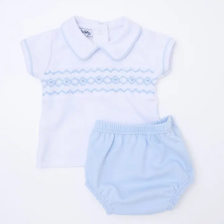 Magnolia Baby Hudson Smocked Diaper Cover Set - Light Blue