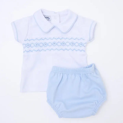 Magnolia Baby Hudson Smocked Diaper Cover Set - Light Blue