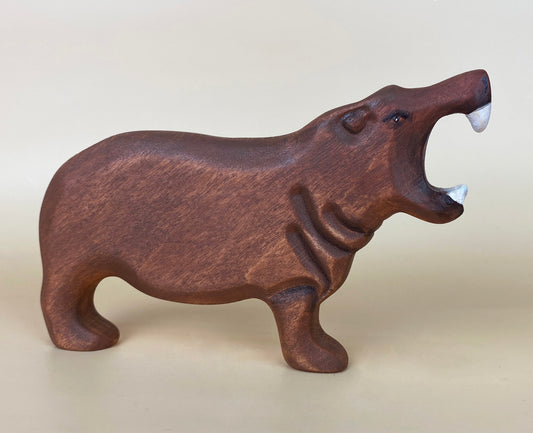 Green Taiga Toys Handmade Wooden Hippopotamus