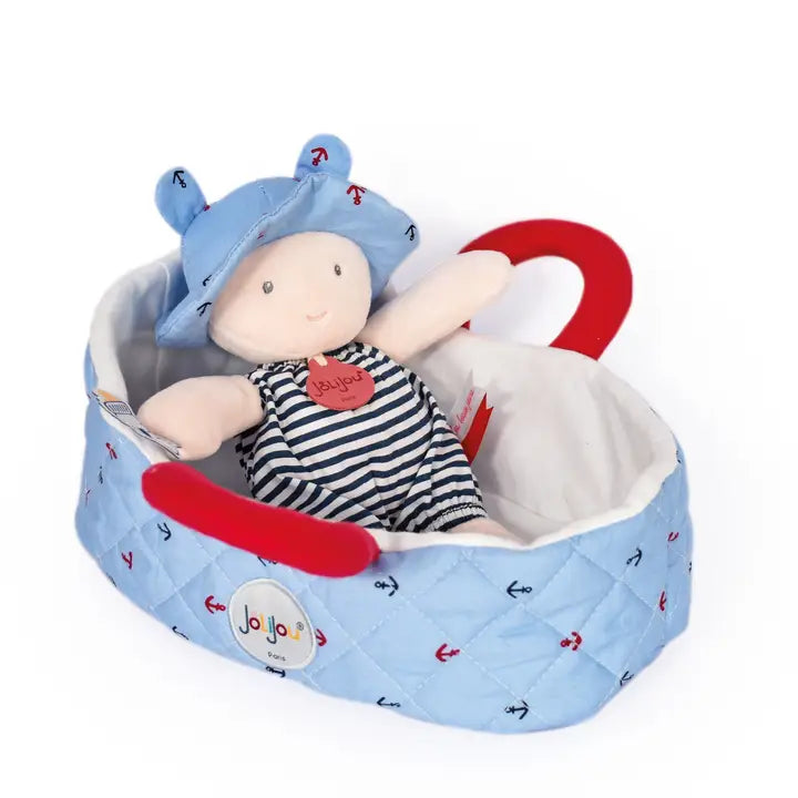 Doudou Et Compagnie Jolijou Soft Doll with Carrycot - Mathis