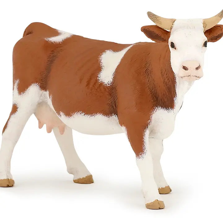 Papo France Hand Painted Realistic Simmental Cow Figurine Toy